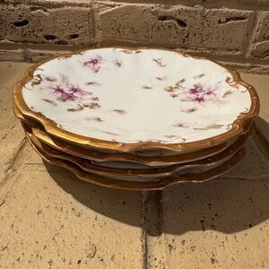 4 Gold Rimmed Antique Limoges 7” Plates